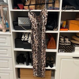 JLUXLABEL Brown Spaghetti Strap Dress